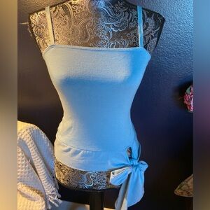 Y2K MISDEMEANOR BABY BLUE VINTAGE STRETCH TUBE TOP SIDE TIE S